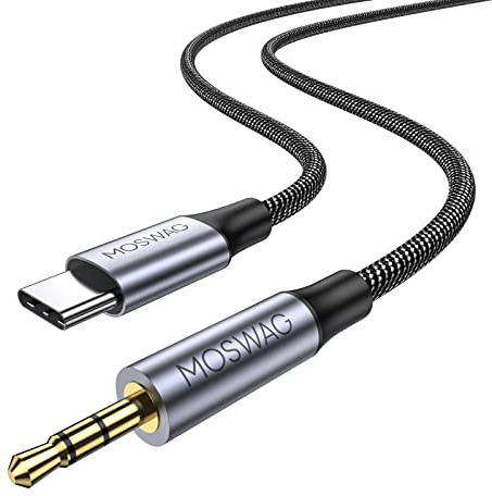 MOSWAG USB C à 2,5 mm Câble, USB C à 2,5 mm TRS HiFi Nylon Auxiliaire Tressé Cable pour AKG K490 NC K545 Y45BT Y50 Y40 QC25 OE2 OE2I AE2 E2I TELOR（Veuillez Noter : la charge n'est pas prise en charge）