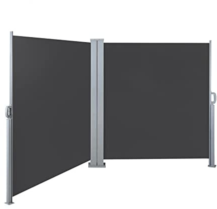 SVITA Ausziehbare Doppelseitenmarkise für Indoor und Outdoor 600 x 160 cm in Dunkelgrau