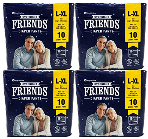 Friends Adult Nappies, Maximum Absorbency and Overnight Protection, Nappies for Men and Women. (Large - Extra Large 40 Pants)