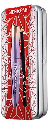 Deborah Milano - Set Regalo Donna Trucco Occhi in Latta, Include Mascara Instant Volume Up to the Stars e Matita 24 Ore 251 Black, N.2