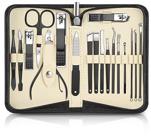 Set Manicure Professionale 18 Pezzi,DUAIU Set Tagliaunghie,Kit Pedicure Manicure per Uomo/Donna,Set Unghie Grooming Kit con Borsa da Viaggio