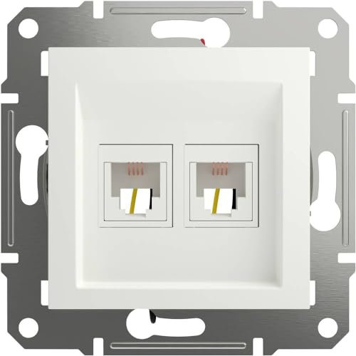 Schneider Electric Asfora EPH4270121D - Presa telefonica RJ11 a 2 scomparti, presa telefonica a incasso, 2 uscite, colore: Bianco