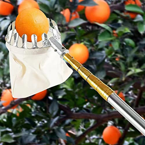 LekLai Obstpflücker, Teleskop-Obstpflückwerkzeug Mit Rutschfestem Griff, Obstauffangkorb, Kirschpflücker Für Apfel, Orange/a/4M/13Ft