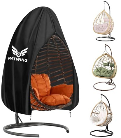 PATWING Hängesessel Abdeckung 600D Oxford 190x105cm mit Reißverschluss | Wasserdicht, atmungsaktiv, UV-beständig und windfest, für Hängesessel und Eierstühle in Garten, Terrasse und Balkon