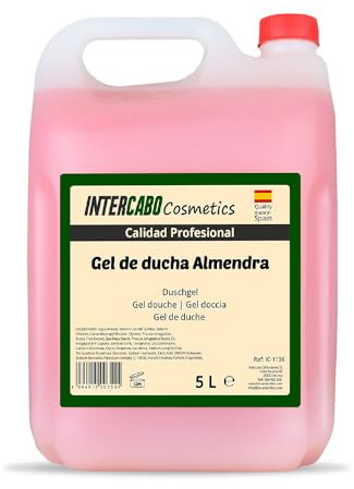 Duschgel doft mandelblomma 5 liter – karaff professionellt format – daglig rengöring och återfuktande kropp – frekvent användning på hotell, gym, boende – Intercabo Cosmetics