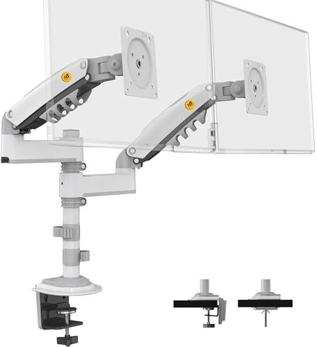NB North Bayou Dual Monitor Halterung für 17-34 Zoll Computer Bildschirme, Monitorarm Max. Belastung 9 kg | VESA 75/100 mm H180 (weiß)