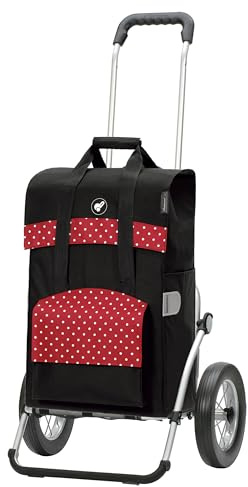 Andersen Einkaufstrolley - klappbar - 50 Liter | Aufhängung für Einkaufswagen - belastbar 50 kg - Aluminium - Metallspeichen-Rad Ø 25 cm - Royal Shopper Polly rot