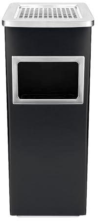 HUOLE Poubelle en acier inoxydable, Poubelle amovible sur pied en acier inoxydable l, extérieur, intérieur et extérieur, Bacs à ordures de cuisine-Noir (1 PC) 30 * 24 * 60cm-48L