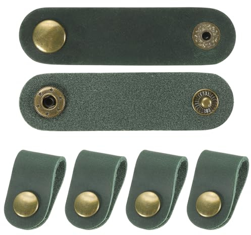 PATIKIL Leather Cord Organizer, 6Pcs 8x2cm Portable Cable Leather Clips USB Holder Earphone Cord Management, Green