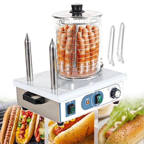 forplubossmmp Macchina per Arrotolare Gli Hot Dog/Vaporiera Elettrica per Salsicce, Verdure/Fornello Elettrico per Scaldare I Panini (2/4 Aste Riscaldanti) (con 2 Pinze per Grigliare),2-Stick