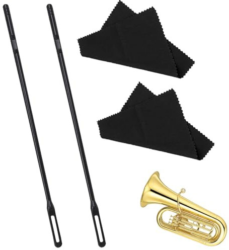 Flötenputzer,4 Stück(2 Reinigungsstab,2 Reinigungstuch) Putzset,Querflöte Reinigungsset Tuch,Putztuch für Querflöte,Flöte Putzset für Pflege Innen- und Außenreinigung von Instrumenten - Schwarz