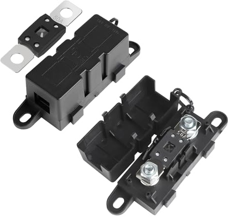 EFUTURETIME Jeux de 2 Porte Fusible Mega avec 2 Méga Fusibles 50A Support Fusible Mega Boulonné M8 ANM pour Voiture Bateau Moto Caravanes Camion