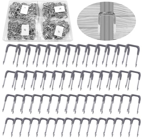 Yauhar 400Pcs 5/8 3/4 1/2 1 Insulated U Staple Nails Assortment with Plastic Storage Case, Electrical Cable Staples Cord Management for Fixing Non-Metallic Electrical Wire