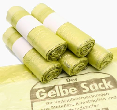 5 Rolls Yellow Sacks with Practical Drawstring 90 Litres