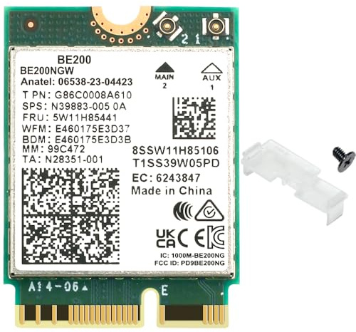 BE200NGW WiFi 7 Wireless Card, M.2 NGFF Tri-Band 2.4G/5G/6G Network Adapter, Up to 8774Mbps, Bluetooth 5.4, for PC Gaming, Compatible with Windows 11/10