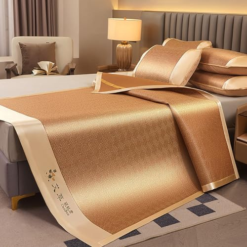 Kavenza Estera de Cama de Bambú, Estera De Bambú Plegable De Doble Cara para Cama, Mat Rattan Plegable Pa, Estudiante para De Enfriamiento para De Verano, Varias especificaciones(Color B,180cm)
