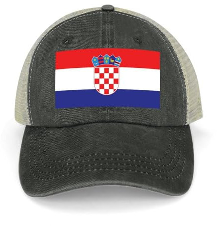 Liumarvexia Unisex Baseball Cap Vintage Trucker Hut Multicolor Sommer Kroatien Flagge Gedruckt Sonnenhut Herren Cap für Fahrsport, schwarz, justierbar