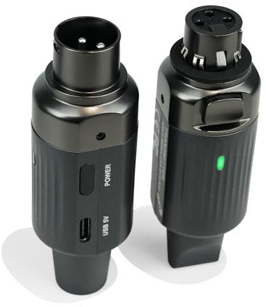 AROMA Émetteur et Récepteur XLR sans Fil, Système Audio Micro UHF sans Fil pour Micros Dynamiques et Table de Mixage