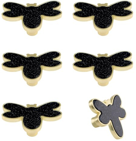 MOROBOR Decorative Bee Kitchen Cabinet Knobs, 6 Pack Creative Dresser Drawer Pulls Furniture Cupboard Door Handles Single Hole Zinc Alloy Knob Furniture Accessories/Black