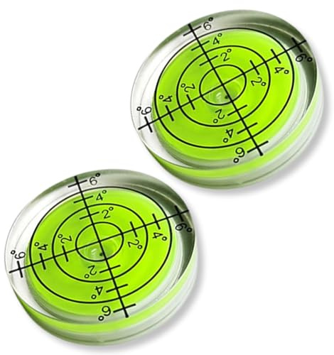 KEQAR Nivel de 2 piezas, mini nivel de burbuja redondo, nivel simple, inclinómetro horizontal, herramienta de medición para caravanas y autocaravanas (diámetro 32 mm)