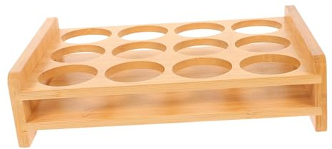 Gatuida Bamboo Bullet Cup Holder for Whiskey Cups Wine Glasses Holder Stand Shot Glasses Organizer Countertop Storage Rack for Indoor Bar Cocktails