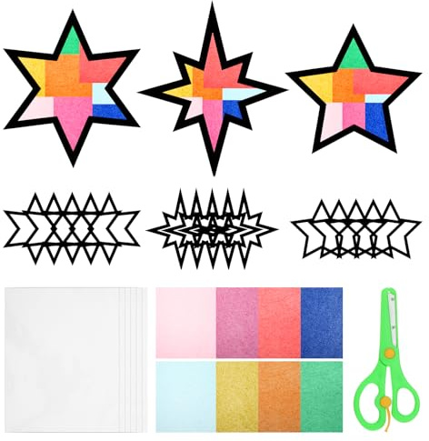 15 Stück Fensterbilder Weihnachten Basteln Kinder, Bastelset Weihnachten Kinder Weihnachtliche Fensterbilder Sterne Basteln, DIY Weihnachtsfensterbilder für Weihnachtsdeko, Fenster und Geschenkideen