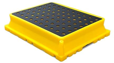 Palette modulaire de confinement des déversements, plateau de stockage empilable pour demi-fûts avec passages pour chariot élévateur, plateforme amovible pour déversement d'huile pour garage