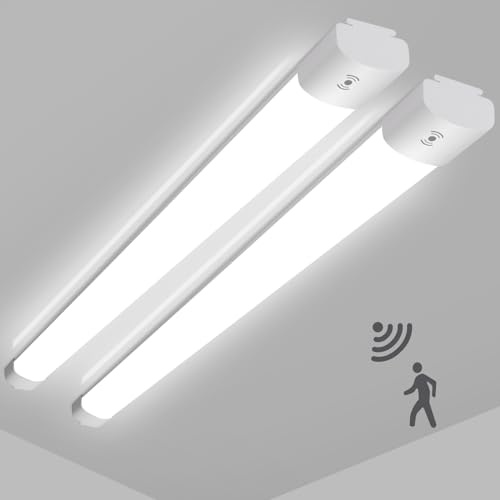 LEOEU 2x 36W LED Feuchtraumleuchte mit Bewegungsmelder, 4000LM, 120CM, IP65, 4000K, für Büro, Flur, Treppe, Garage, Abstellraum