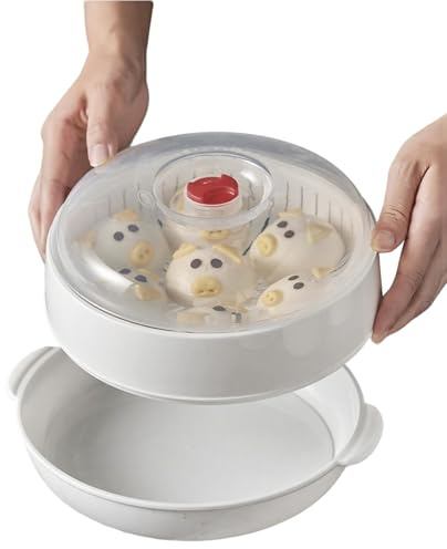 Celuicion - Cuador de vapor para microondas, cesta de vapor con tapa – Cocido al vapor resistente al calor para raaviolis, arroz, verduras, huevos y pastas