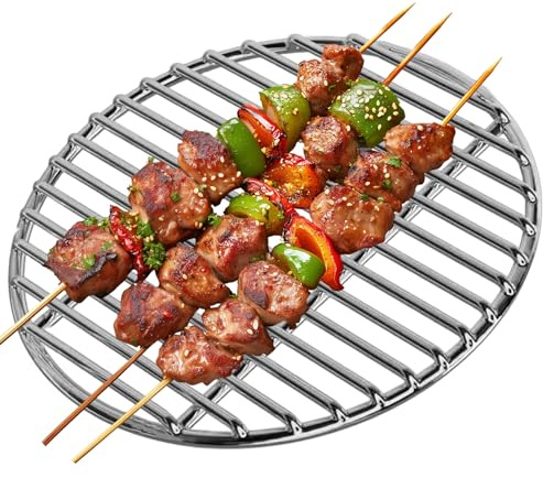 Grilles de gril de remplacement, grille gril ronde en acier inoxydable résistant à la chaleur 13 pouces, plaque cuisson portable facile à nettoyer pour le camping, pique-nique, grille ronde