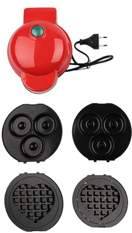 ZYNCUE Mini waflera 4 en 1 para panqueques, donas, sándwiches de queso a la parrilla, platos antiadherentes extraíbles, diseño compacto, color negro