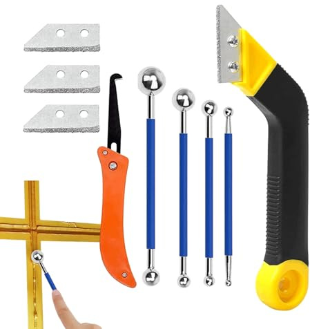 Herramienta Para Eliminar Lechada | Kit de Acabado para Reparación de Juntas,Con 3 Hojas De Corte De Repuesto | Para Cocina, Baño, Ducha, Suelo, Pared, Limpieza De Azulejos Y
