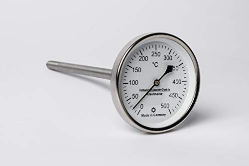 500°C Backofenthermometer Thermometer für Pizzaofen Holzbackofen 200 mm Schaftlänge incl. Führungshülse 6 mm ø Schaft MM