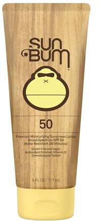 Sun Bum Original Moisturizing Sunscreen SPF 50 Lotion|Reef Friendly Broad Spectrum UVA/UVB Protection|Water Resistant & Non-Greasy Protection,Hypoallergenic,Paraben Free,Gluten Free|SPF 50 6ozTube