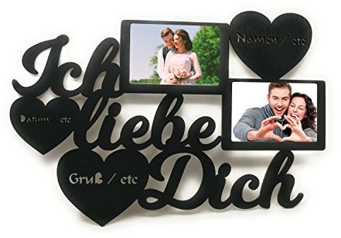 Namofactur personalisierter Bilderrahmen Drei Herzen aus Holz