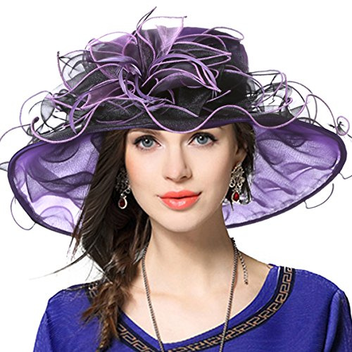 VECRY Damen Organza Kirche Derby Fascinator Braut Hochzeit Sonnenhüte