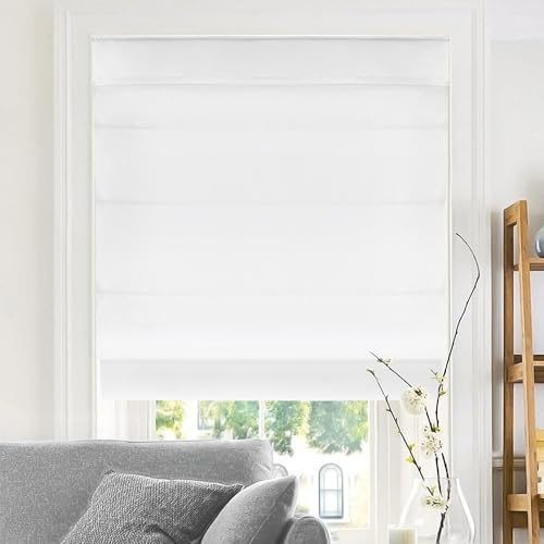 Chicology Roman Shades for Windows, Window Treatments, Roman Shades, Roman Window Shades, Room Darkening Shades, Window Shades, 36 W X 64 H, Belgian Snow (Privacy & Light Filtering)