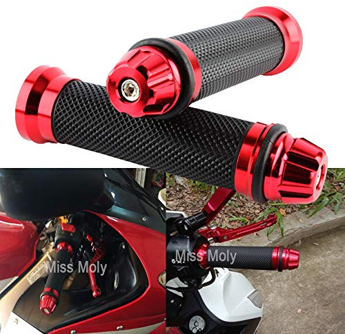7/8 22mm Motorcycle Grips Non-Slip Rubber Handlebar Hand Grips(Red)