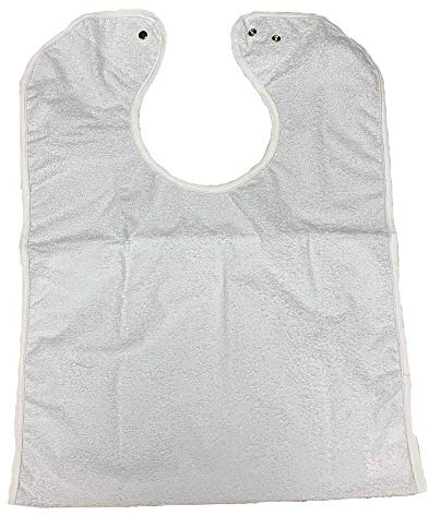 Obbocare Bavoir pour adulte avec fermeture à boutons-pression. Bavoir pour personnes âgées en coton et couche imperméable. Absorption rapide.