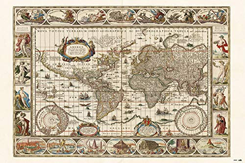 Poster Mappa Antico del Mondo, 61x91,5 cm