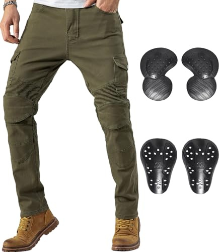 Motorcycle Pants for Men with CE Level 2 Armor, Protective Riding Jeans, Durable Stretch Denim for Adventure Touring & All Season