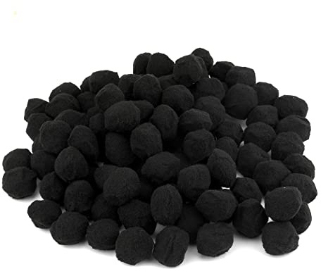 KINBOM 100pcs Craft Pom Poms, 1 Inch Diameter, Soft Shaggy Balls for Arts and Crafts, Knitting Accessories, DIY Handicrafts (Black)