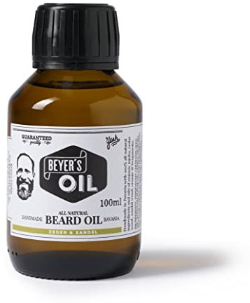 Beyer's Oil Huile pour barbe - Cèdre et santal XXL - 100 ml - Parfum boisé - Soin de barbe 100 % naturel avec de l'huile de jojoba bio - Nourrit la peau, rend la barbe douce