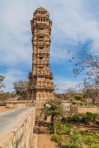 adrium Holz-Bild 70 x 110 cm: Vijay Stambh (Turm des Sieges) in Chittor Fort in Chittorgarh, Bundesstaat Rajasthan, Indien (159950116)