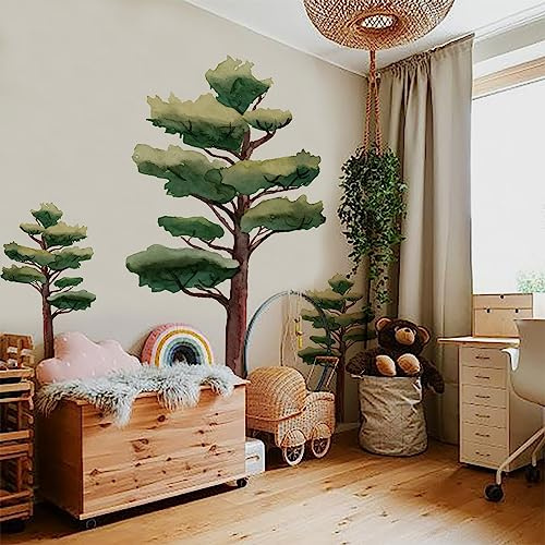 astrkiz Extra Huge Trees Wall Decals Peel and Stick, Self Adhesive PVC Realistic Tree Forest Wall Mural Sticker, Precut Pine Tree Wall Art Decor for Kids Bedroom Playroom Nursery Room, 70.86x88.58