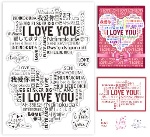 GLOBLELAND „Ich Liebe Dich“ Text, Liebe, Transparente Stempel Für Karten, Valentinstag, Worte, Silikon, Transparente Stempel, Siegel, Transparente Stempel Für DIY, Scrapbooking, Fotoalbum, Tagebuch