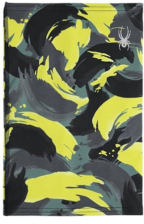 Spyder Boy's Cruise Tube Ski Neck Gaiter Facemask, Camouflage Acid Yellow, One Size