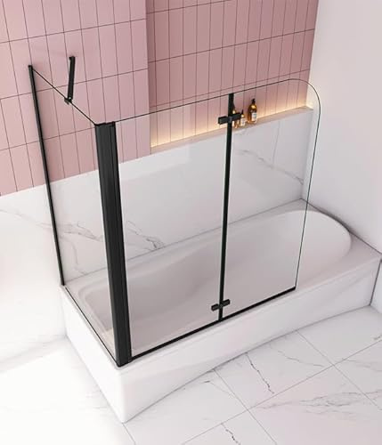 Aica Sanitär Badewannenaufsatz Duschabtrennung Duschwand Dusche für Badewanne,2-tlg,Faltwand,110x70cm