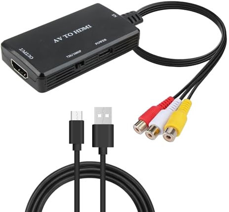 Clydewy RCA to HDMI Converter AV to HDMI Adapter 720P/1080P RCA Composite CVBS Adapter for PS2 PS3 STB Xbox VHS VCR PC Laptop TV Blue-Ray DVD Players AV Red Yellow and White Cable Multi Port