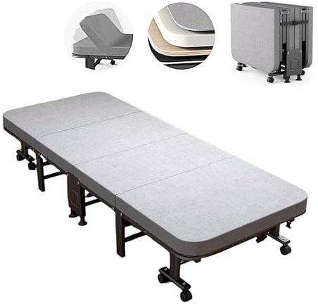 Lit Pliable 1 Personne Adulte Dossier Réglable en Six Positions Lit Pliant Adultes avec 8 Roues À 360 Lit Pliable D'appoint Facile À Transporter(Color:Gray B,Size:190x80x28cm)